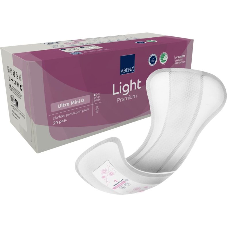 �ben ble, ABENA Light Premium, Ultra Mini 0, rosa farvekode, med silikonepapir
