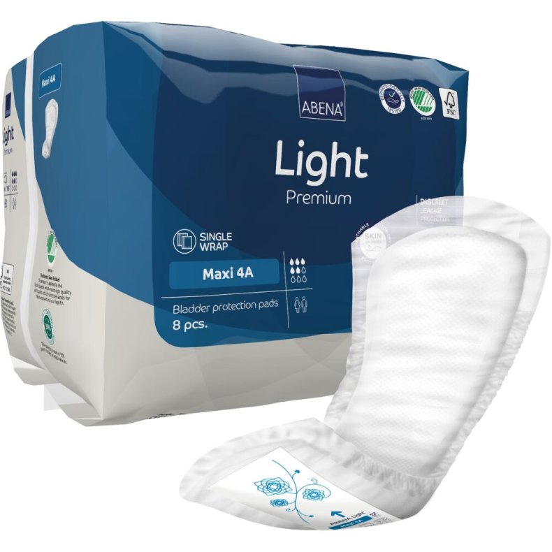�ben ble, ABENA Light Premium, Maxi 4A, bl� farvekode, med silikonepapir