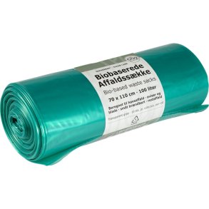 S�kke, biobaserede, 100 l, transparent gr�n, LDPE/sukkerr�r, 70x110 cm, 25% green PE + 75% virgin LDPE