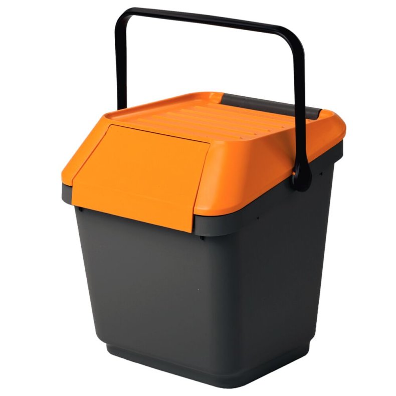 Affaldsspand, EasyMax, gr�, plast, 35 l, med orange l�g, stabelbar