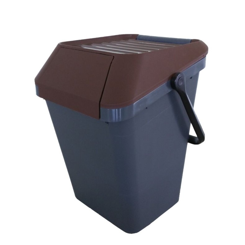 Affaldsspand, EasyMax, gr�, plast, 45 l, med brun l�g, stabelbar