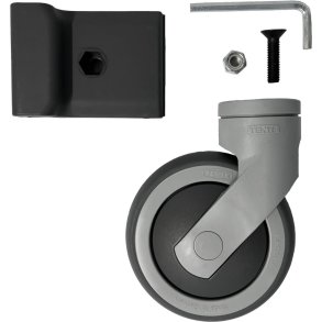 St�ttehjul, Vileda Origo, �125mm, gr�, plast/st�l, til montering p� reng�ringsvogn *Denne vare tages ikke retur*