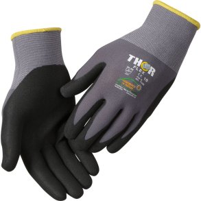 Fingerdyppet nitrilhandske, THOR Flex, 6, sort, nitril/polyester, Spandex overh�nd