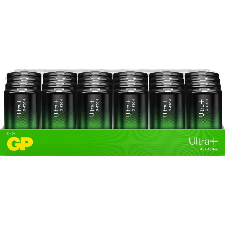 Batteri, GP Ultra Plus, Alkaline, D, 1,5V, 24-pak