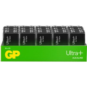 Batteri, GP Ultra Plus, Alkaline, 9V, 20-pak