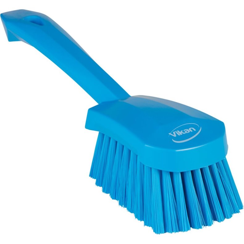 Opvaskeb�rste, Vikan, 27cm, bl�, polyester/PP/rustfrit st�l, m/kort skaft, bl�d *Denne vare tages ikke retur*
