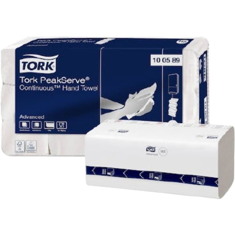 H�ndkl�deark, Tork PeakServe H5, Advanced, 1-lags, Z-fold, 22,5x20,1cm, 7,5 cm, hvid, nyfiber