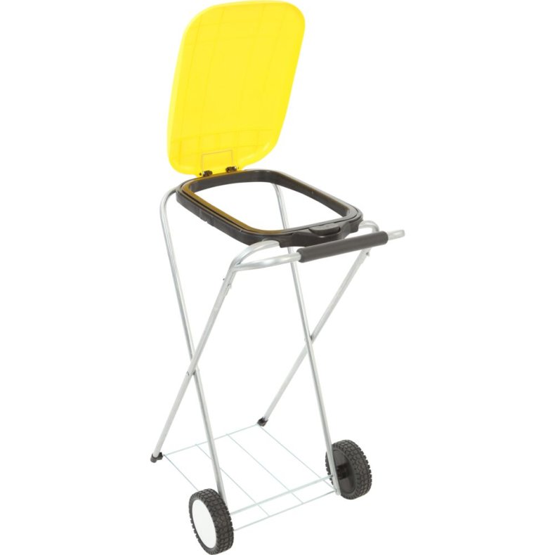 Affaldsstativ, Move&Up, gul, galvaniseret st�l, 120 l, med s�kkeholder og gult l�g med "push"-knap *Denne vare tages ikke retur*
