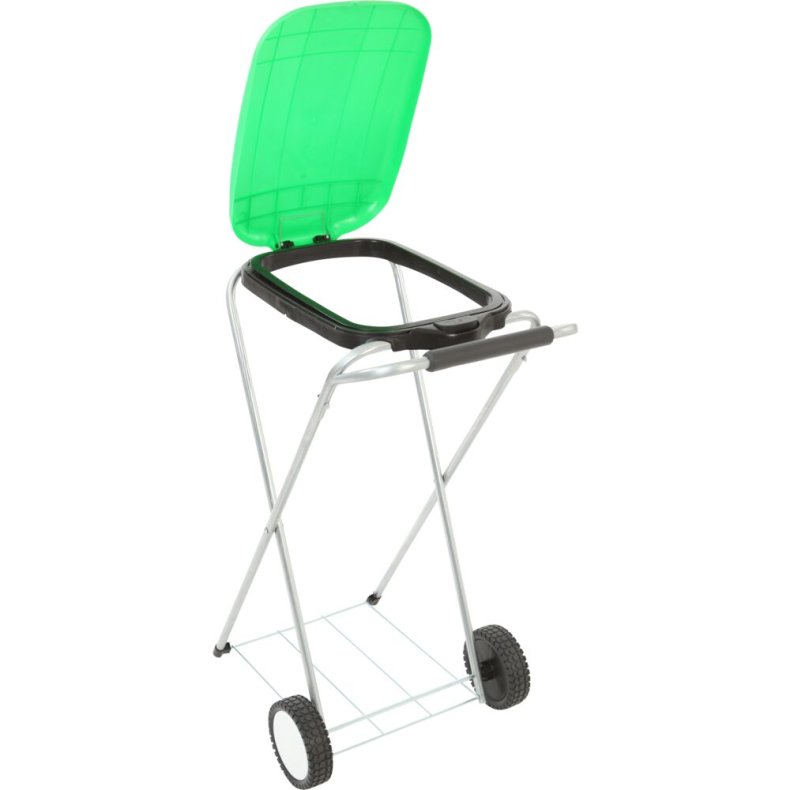 Affaldsstativ, Move&Up, gr�n, galvaniseret st�l, 120 l, med s�kkeholder og gr�nt l�g med "push"-knap *Denne vare tages ikke retur*