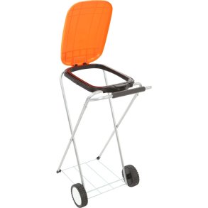 Affaldsstativ, Move&Up, orange, galvaniseret st�l, 120 l, med s�kkeholder og orange l�g med 