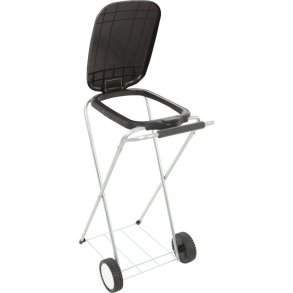 Affaldsstativ, Move&Up, sort, galvaniseret st�l, 120 l, med s�kkeholder og sort l�g med 