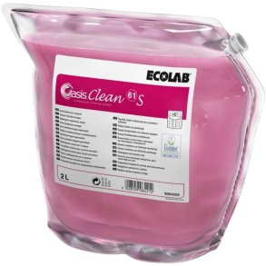 Sanitetsreng�ring, Ecolab Oasis Clean 61 S, 2 l, sur/kalkh�mmende, med farve og parfume