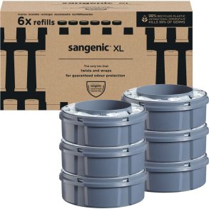 Refill, Sangenic, hvid, LDPE/sukkerr�r, til blespand, parfumeret, mild, passer t. Twist&Click XL