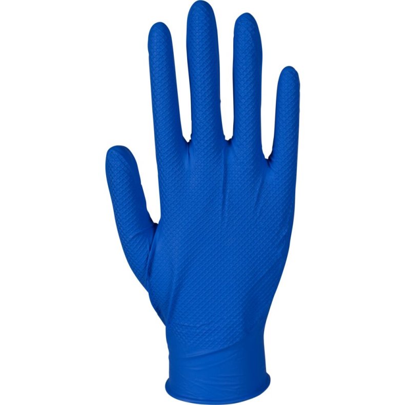 Engangshandske, THOR Ultra Grip, XXL, m�rkebl�, nitril, fish scale textureret, pudderfri