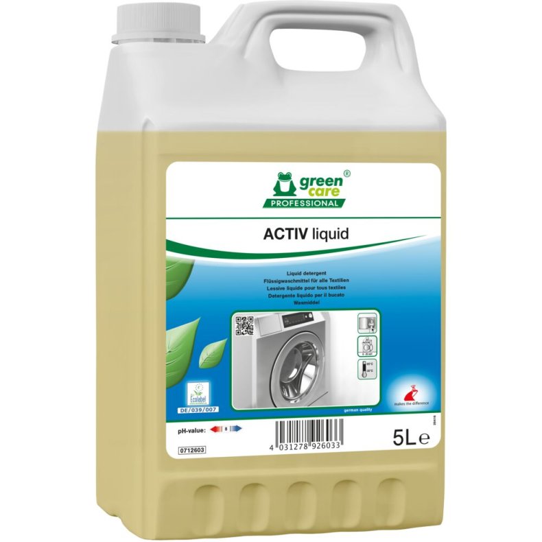 T�jvask, Green Care Professional ACTIV Liquid, 5 l, uden farve med parfume