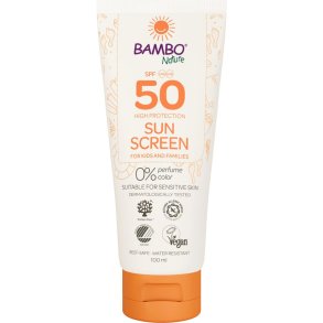 Sollotion, Bambo Nature, 100 ml, SPF 50, uden farve og parfume, 23% fedt, til l�ngere ophold i solen, EU