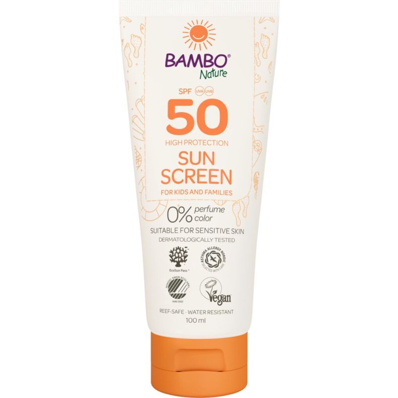 Sollotion, Bambo Nature, 100 ml, SPF 50, uden farve og parfume, 23% fedt, til l�ngere ophold i solen, EU