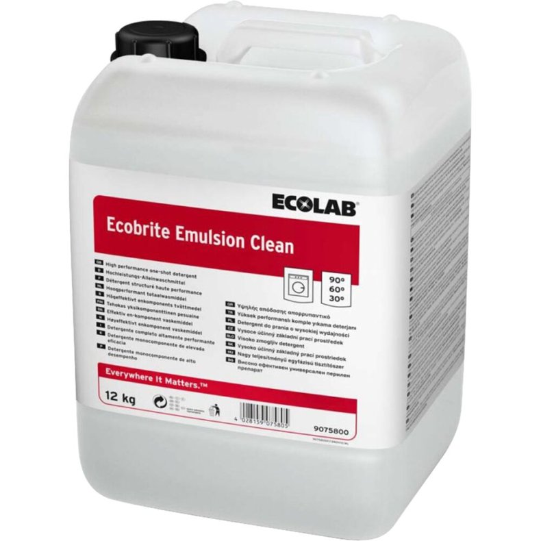 T�jvask, Ecolab Ecobrite Emulsion Clean, 10 l, kul�rt og hvidt, uden farve og parfume