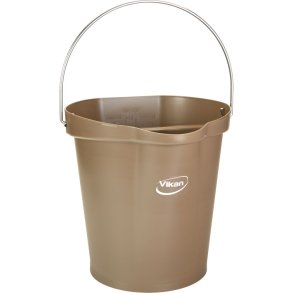Spand til f�devarer, Vikan, 31,8x32,5cm, 12 l, brun, PP/rustfrit st�l, med h�ldetud *Denne vare tages ikke retur*