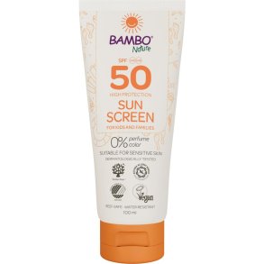 Sollotion, Bambo Nature, 100 ml, SPF 50, uden farve og parfume, 23% fedt, til l�ngere ophold i solen, SCA