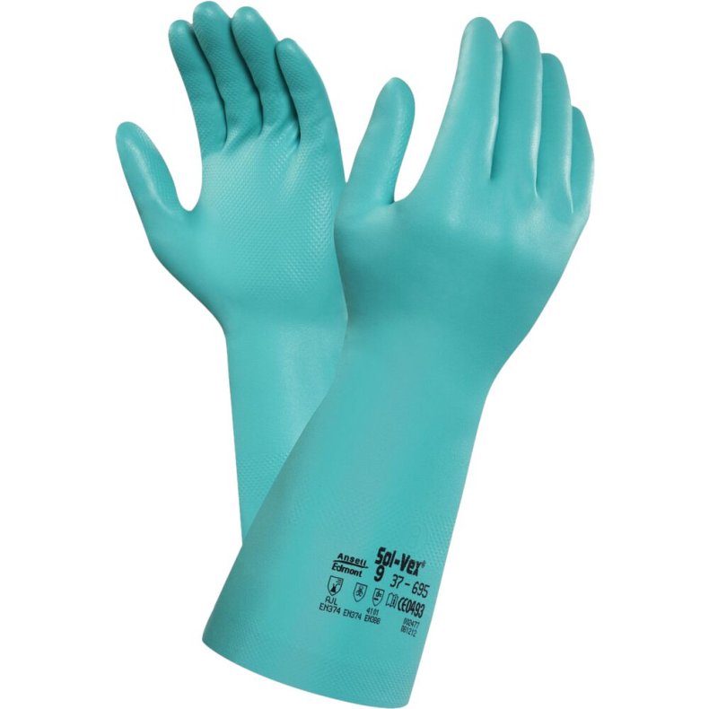 Kemikaliehandske, Ansell AlphaTec, Solvex 37-695, 9, gr�n, nitril *Denne vare tages ikke retur*