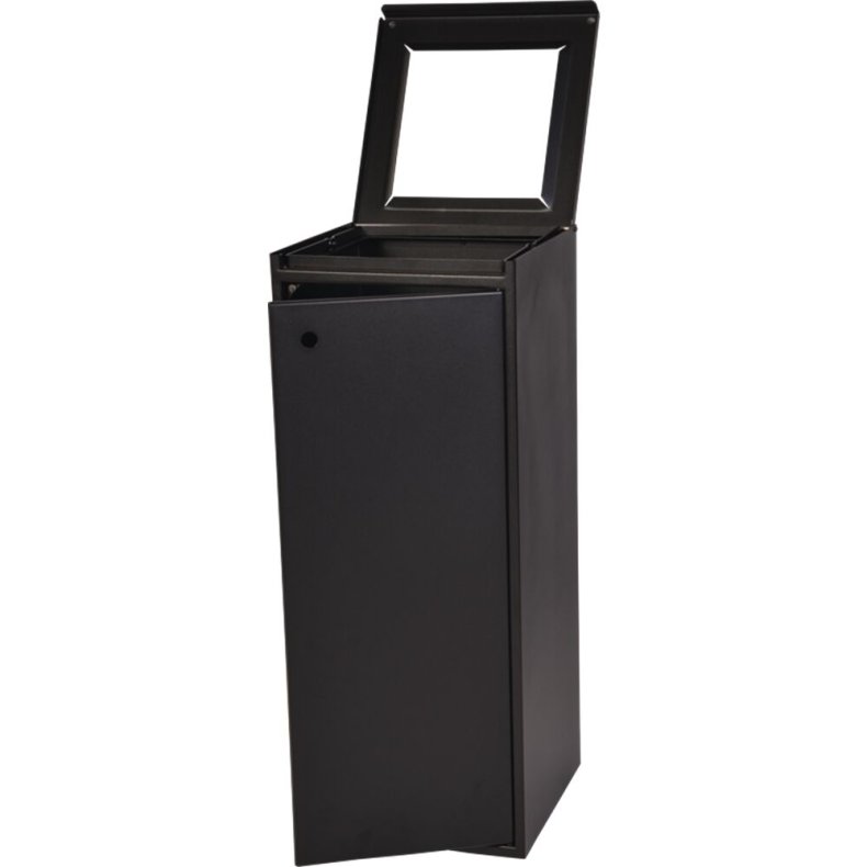 Affaldsspand, Tina Trolleys, sort, pulverlakeret st�l, 100 l, med �bent l�g *Denne vare tages ikke retur*