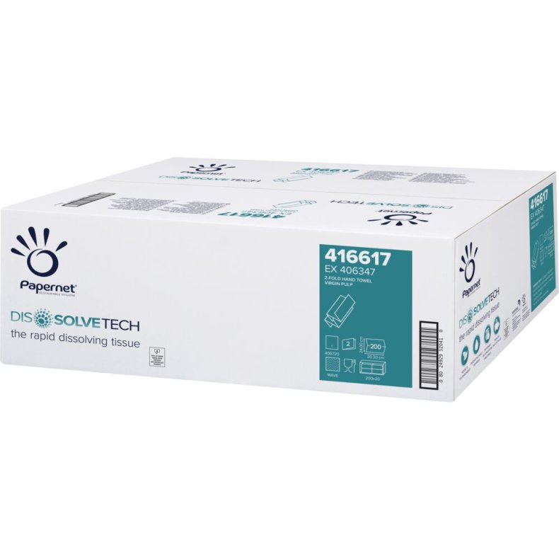 H�ndkl�deark, Dissolvetech, 2-lags, Z-fold, 24x20,3cm, 8 cm, hvid, nyfiber