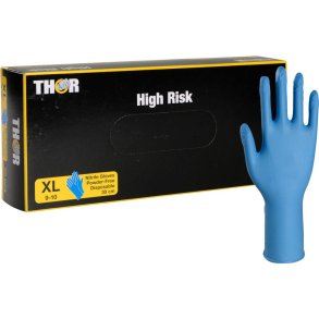Engangshandske, THOR High Risk, XL, bl�, nitril, pudderfri