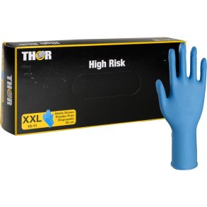Engangshandske, THOR High Risk, XXL, bl�, nitril, pudderfri