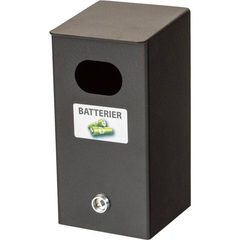 Batteriboks, Tina Trolleys, sort, pulverlakeret st�l, med n�gle, �bnes i bunden og t�mmes ned i pose/beholder *Denne vare tages ikke retur*