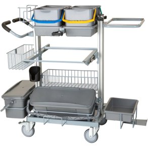 Reng�ringsvogn, Tina Trolleys Exclusive, 1230x730x1125mm, til fugtsystem, med tilbeh�r og udtr�k *Denne vare tages ikke retur*