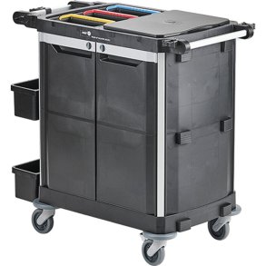Reng�ringsvogn, Nordic Recycle Trolley 2.0, medium, 1010x620x1070mm, sort, genanvendt HDPE/aluminium, til fugtsystem, med tilbeh�r