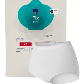 Fikseringstrusse, ABENA Fix Briefs Cotton, XS, hvid, uden ben, r�d farvekode