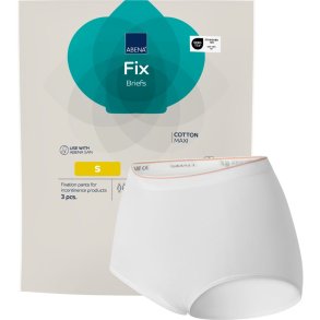 Fikseringstrusse, ABENA Fix Briefs Cotton, S, hvid, uden ben, gul farvekode
