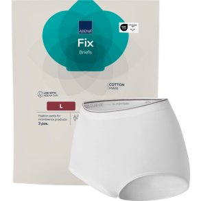 Fikseringstrusse, ABENA Fix Briefs Cotton, L, hvid, uden ben, brun farvekode