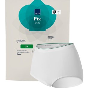 Fikseringstrusse, ABENA Fix Briefs Cotton, XL, hvid, uden ben, gr�n farvekode
