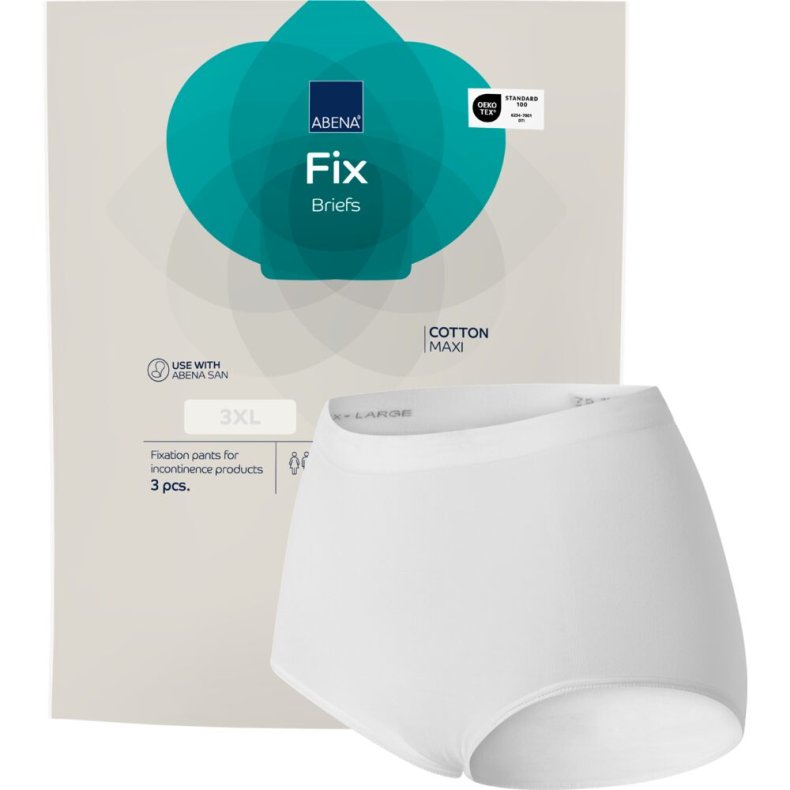 Fikseringstrusse, ABENA Fix Briefs Cotton, 3XL, hvid, uden ben, hvid farvekode