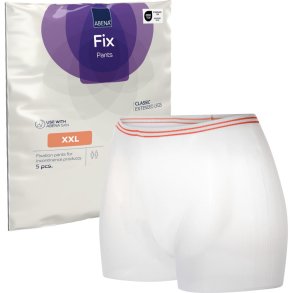 Fikseringstrusse, ABENA Fix Pants Classic, XXL, hvid, med ben, orange farvekode