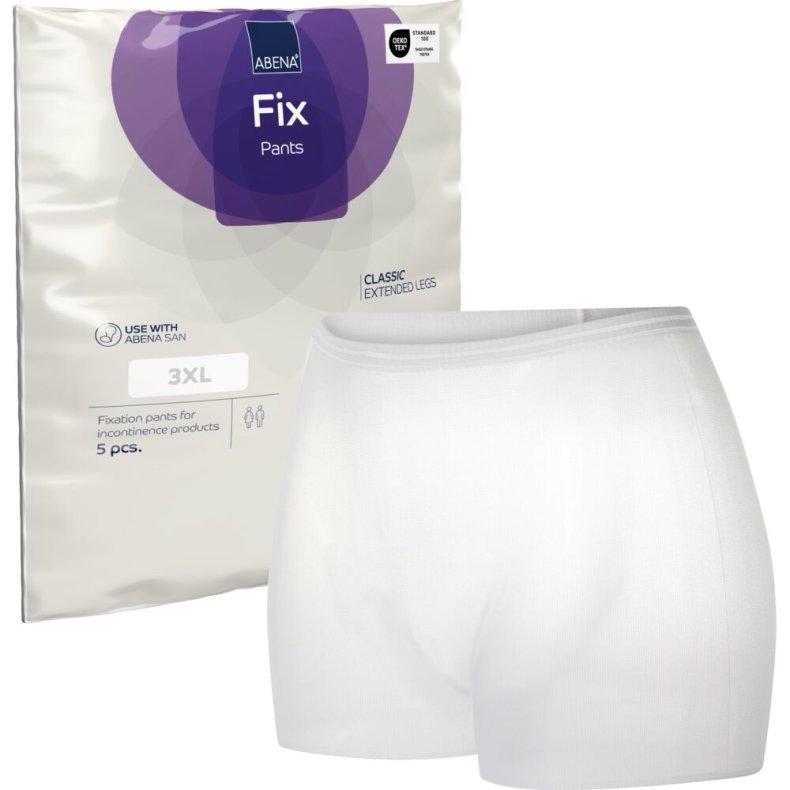 Fikseringstrusse, ABENA Fix Pants Classic, 3XL, hvid, med ben, hvid farvekode