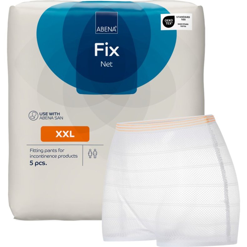 Fikseringstrusse, ABENA Fix Net, XXL, hvid, orange farvekode