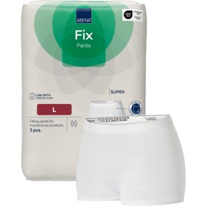 Fikseringstrusse, ABENA Fix Pants Super, L, hvid, med ben, brun farvekode