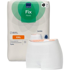 Fikseringstrusse, ABENA Fix Pants Super, XXL, hvid, med ben, orange farvekode