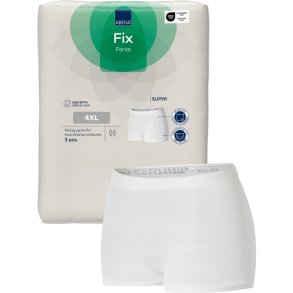 Fikseringstrusse, ABENA Fix Pants Super, 4XL, hvid, med ben, gr� farvekode