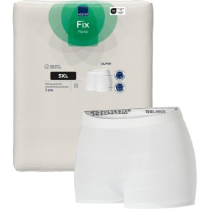 Fikseringstrusse, ABENA Fix Pants Super, 5XL, hvid, med ben, sort farvekode