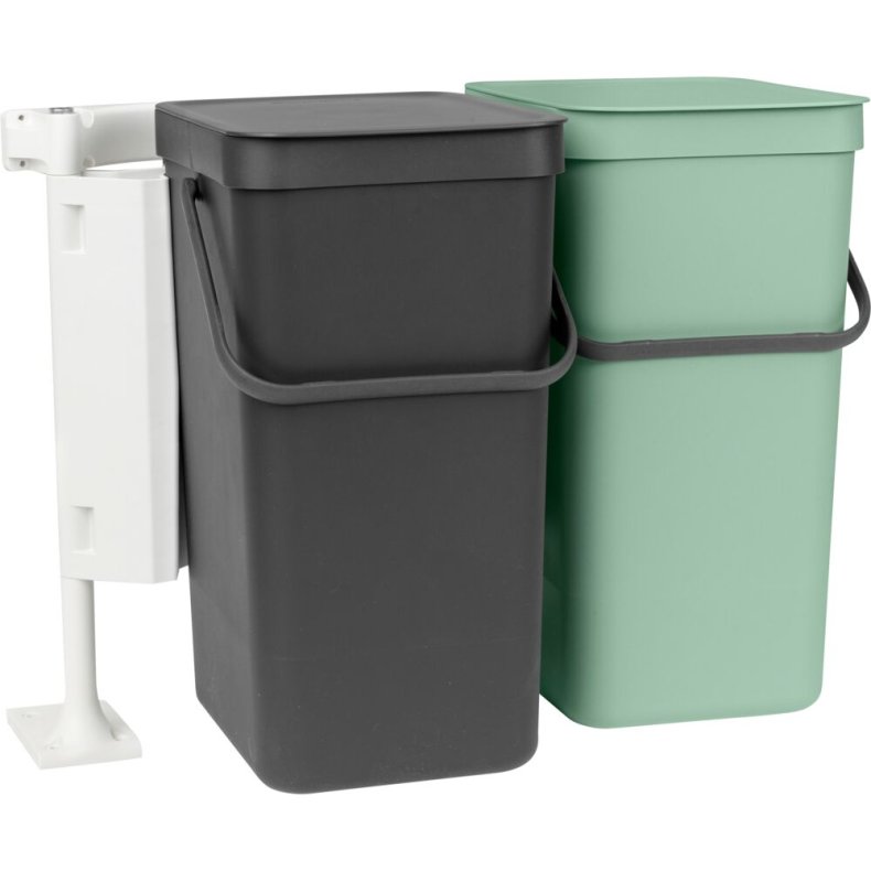 Affaldsspand, Brabantia Sort & Go, plast, 2-rums, 2x16 l, gr� og jade gr�n *Denne vare tages ikke retur*