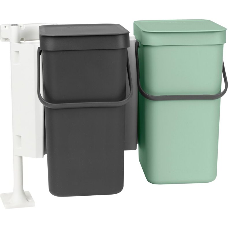 Affaldsspand, Brabantia Sort & Go, plast, 2-rums, 2x12 l, gr� og jade gr�n *Denne vare tages ikke retur*