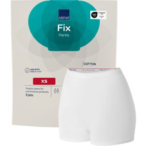 Fikseringstrusse, ABENA Fix Pants Cotton, XS, hvid, med ben, r�d farvekode