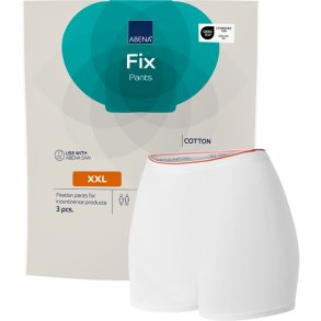 Fikseringstrusse, ABENA Fix Pants Cotton, XXL, hvid, med ben, orange farvekode