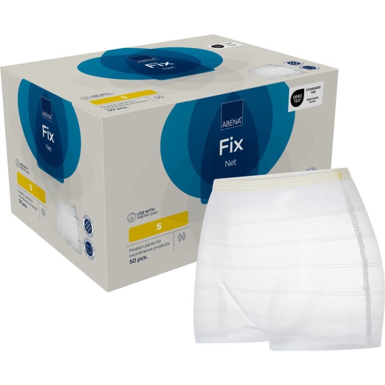 Fikseringstrusse, ABENA Fix Net, S, hvid, gul farvekode