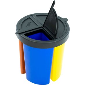Indsats, V-Part, flerfarvet, plast, 3-rums, 3,75+3,75+7,5 l, med l�g, til rund affaldsspand *Denne vare tages ikke retur*